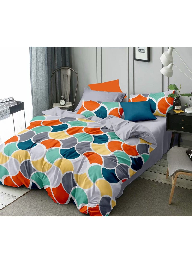 Home Designs Glace Cotton Double Printed Bed Duvet Cover Set 90 x 100 InchesMulticolor Design_19