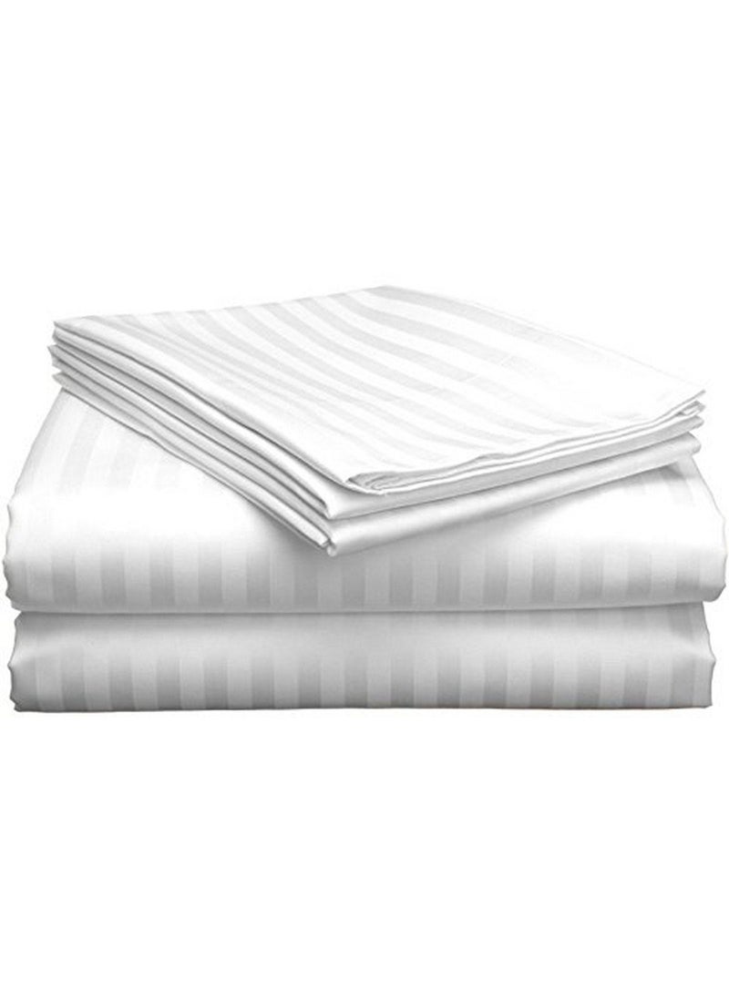 Gangauri Creations 250 TC Striped Zipper Cotton Single Duvet Cover 6090 White