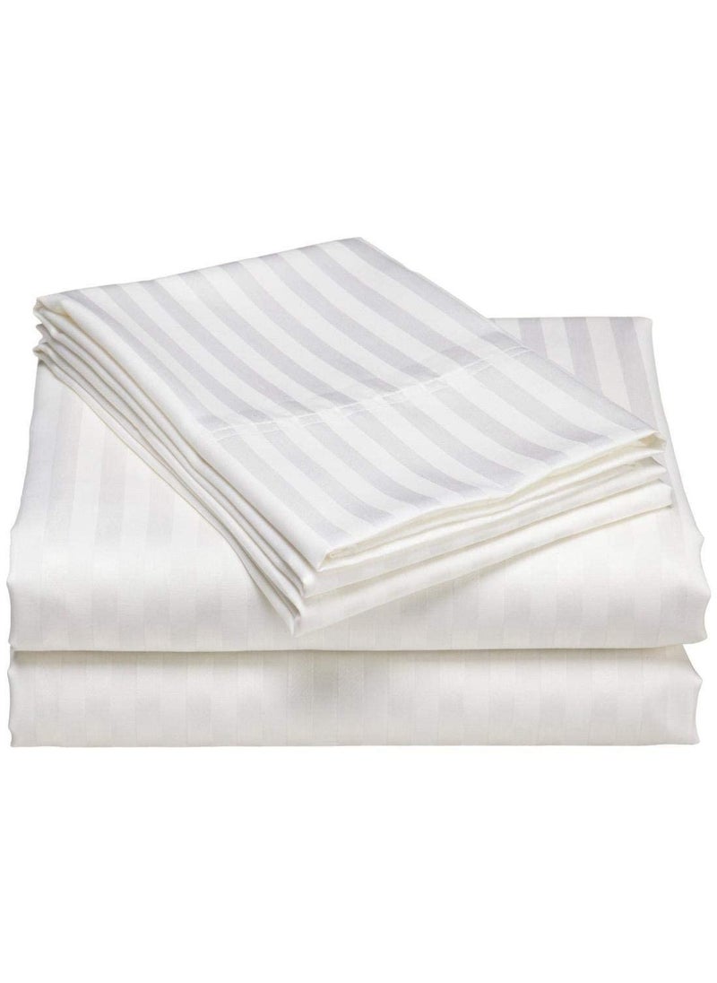 Gangauri Creations 250 TC Striped Zipper Cotton Single Duvet Cover 6090 White