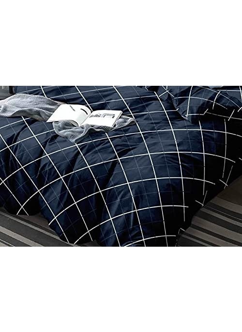 Femfairy 350TC Super Soft Glace Cotton King Size Double Bed AC Comforter ll Blanket ll Duvet for All WeathersSeasons_Navy Blue Lines Only Comforter faderesistant