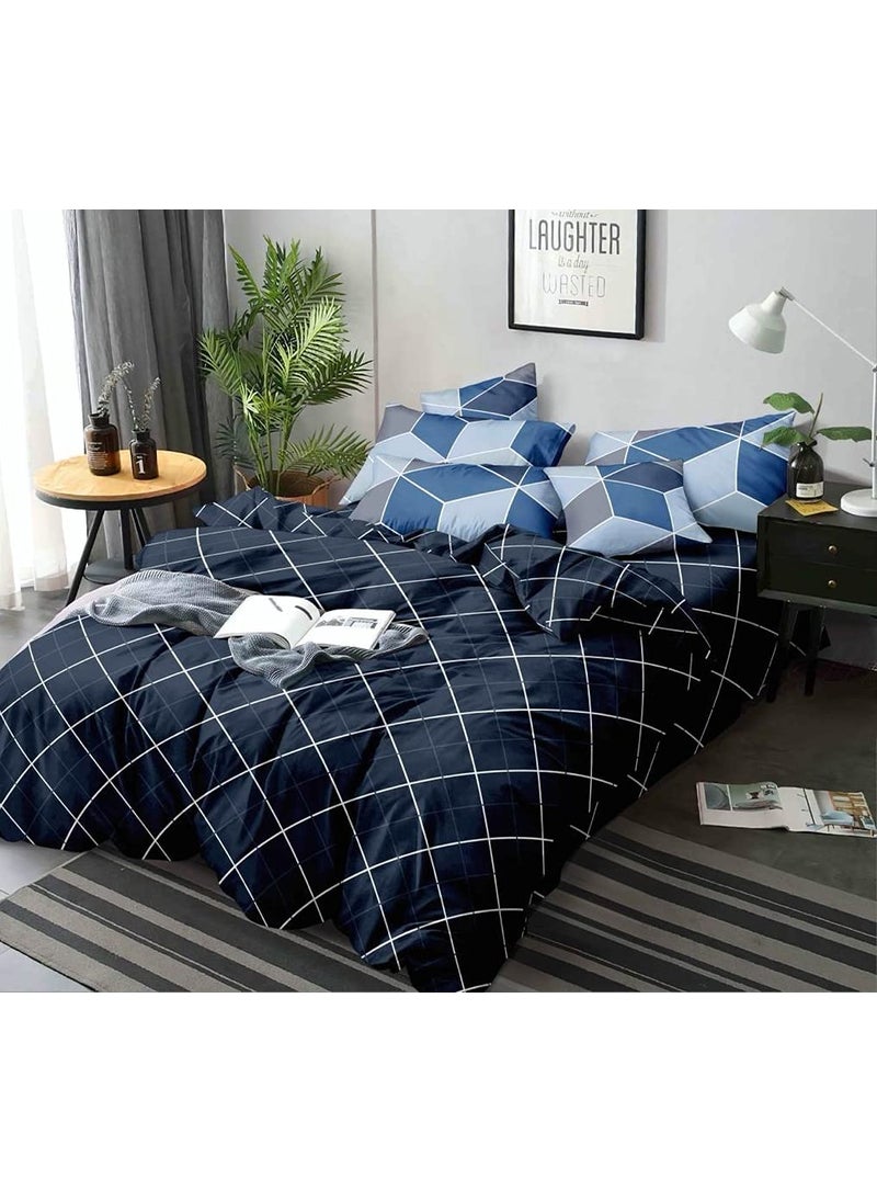 Femfairy 350TC Super Soft Glace Cotton King Size Double Bed AC Comforter ll Blanket ll Duvet for All WeathersSeasons_Navy Blue Lines Only Comforter faderesistant