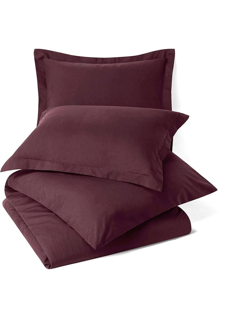 King Size Duvet Cover 3 Piece Microfiber 260 x 280 Cm Duvet Cover for King Bed Hotel Quality Comforter Cover 600 Series Wrinkle Fade Resistant Wine
