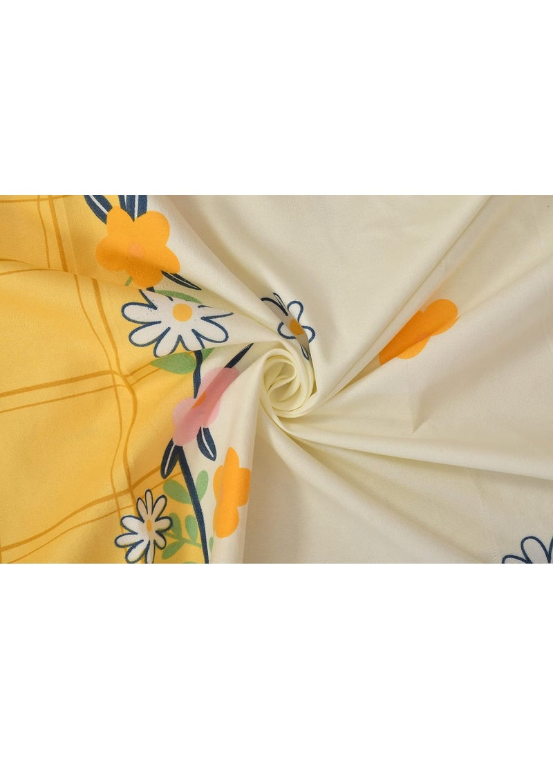 CHHILAKIYA Diwan Set Covers Cotton 8 Pieces Pure Cotton Designer Printed Standard Diwan Set 1 Single Bedsheet 2 Bolster Covers 5 Cushion Covers Yellow