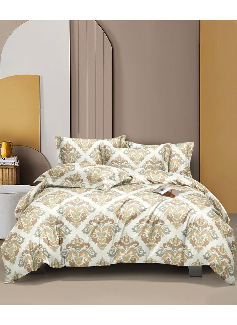 Slazie 300 TC Premium Glace Cotton Duvet Cover with Zipper King Size Razai CoverDohar Cover for Double BedQuilt Cover WinterWarm StuffKing Size Dohars 90x100 InchesWhite Yellow FloralNDV 023