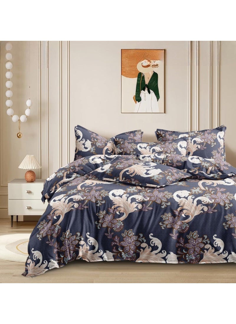 Slazie 300 TC Premium Glace Cotton Duvet Cover with Zipper King Size Razai CoverDohar Cover for Double BedQuilt Cover WinterWarm Stuff Grey FloralNDV 034