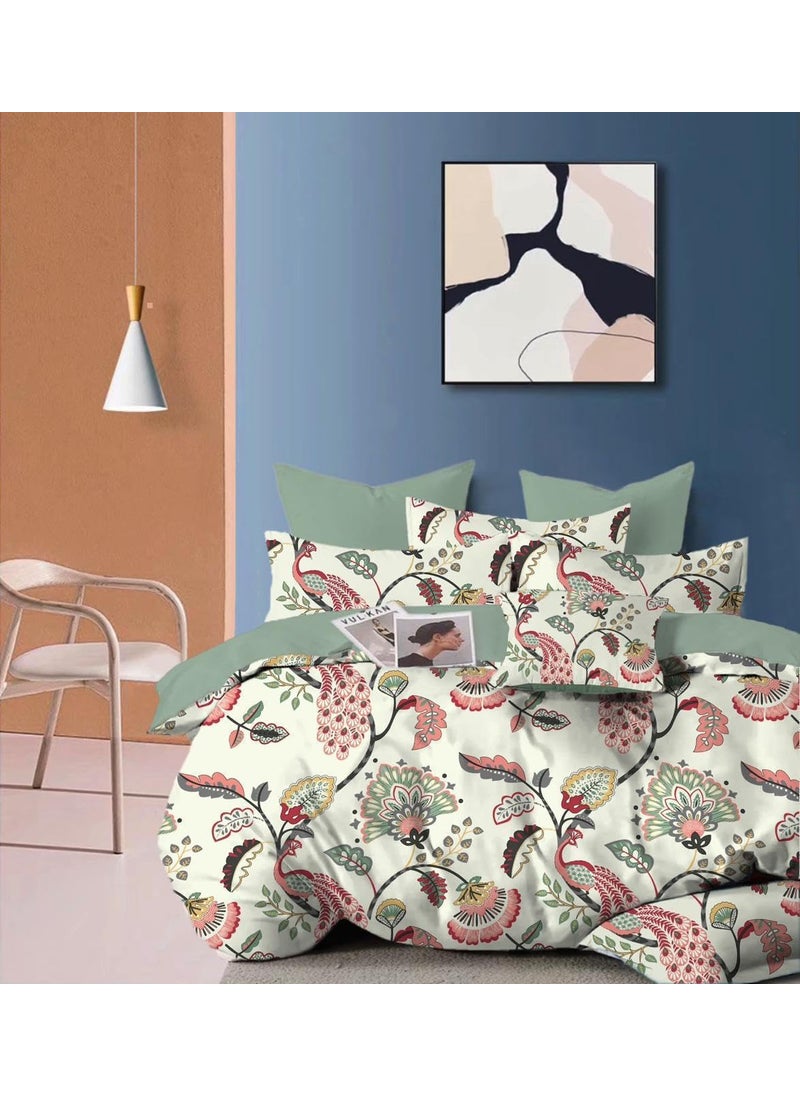 Slazie 300 TC Premium Glace Cotton Duvet Cover with Zipper King Size Razai CoverDohar Cover for Double BedQuilt Cover WinterWarm StuffKing Size Dohars 90x100 InchesWhite FloralNDV 025