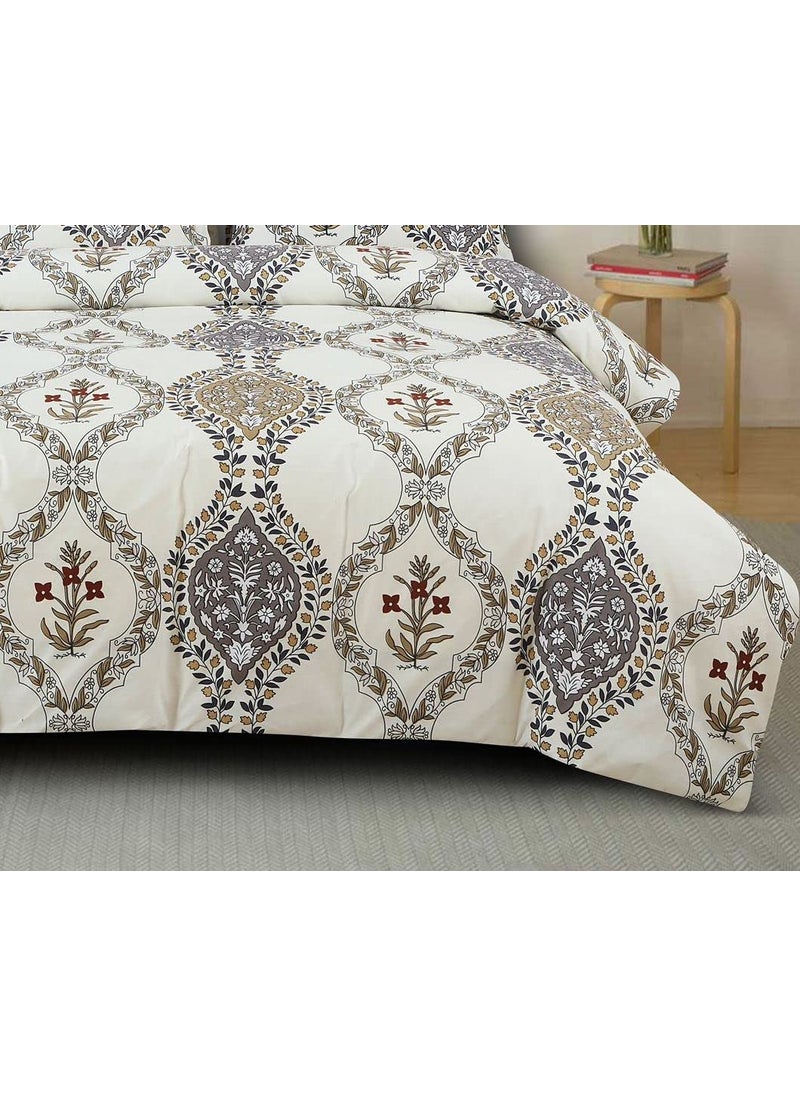 Ab Home Decor Glace Cotton King Size Duvet Cover II Comforter Cover II Razai Cover II Dohars Quilt Cover for Double Bed with Zipper 90x100 Inch Cream Abstract Design