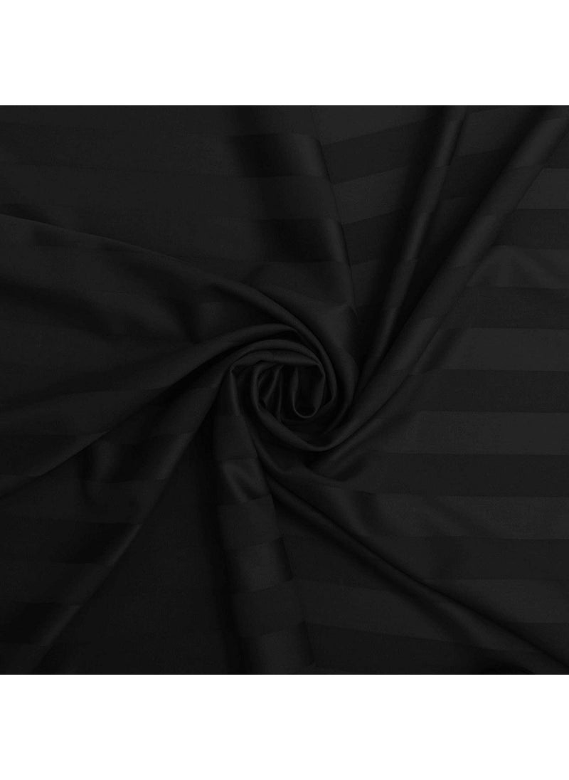 Ab Home decor Satin Stripes Glace Cotton Plain Duvet Cover II Razai Cover II Quilt Cover for Double Bed Size with Zipper Dohars for HotelsVillasPG 90x100 inch Black