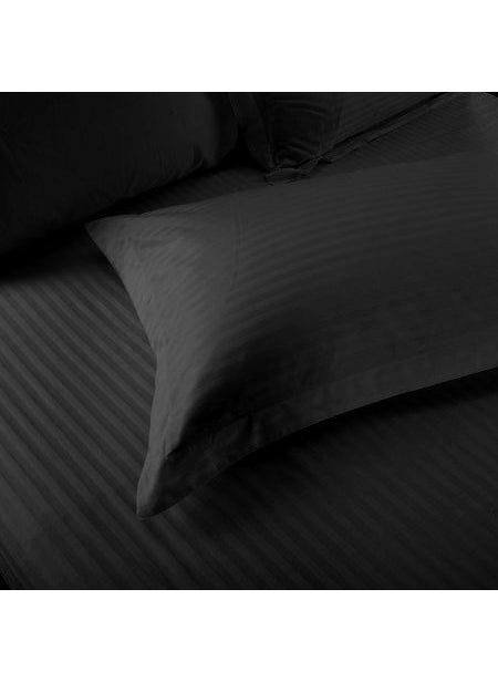 Ab Home decor Satin Stripes Glace Cotton Plain Duvet Cover II Razai Cover II Quilt Cover for Double Bed Size with Zipper Dohars for HotelsVillasPG 90x100 inch Black