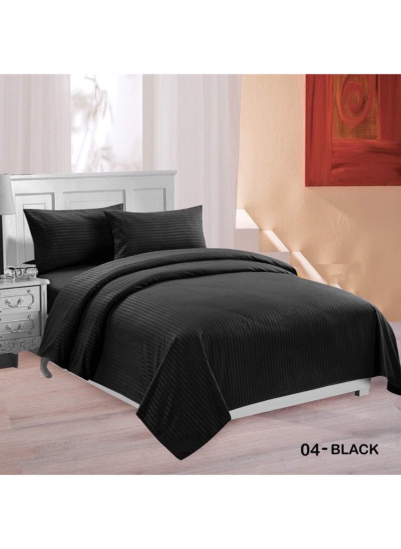 Ab Home decor Satin Stripes Glace Cotton Plain Duvet Cover II Razai Cover II Quilt Cover for Double Bed Size with Zipper Dohars for HotelsVillasPG 90x100 inch Black