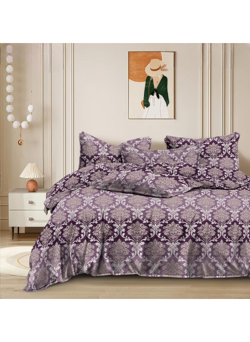 Slazie 300 TC Premium Glace Cotton Duvet Cover with Zipper King Size Razai CoverDohar Cover for Double BedQuilt Cover WinterWarm Stuff Purple FloralNDV 038