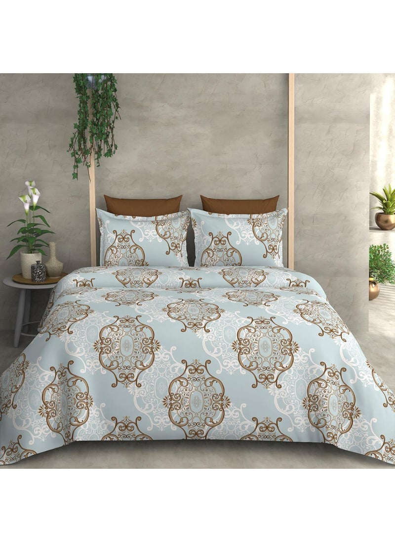 AB HOME DECOR 160TC Super Soft Glace Cotton King Size Duvet Cover II Comforter Cover II Razai Cover II Dohars Quilt Cover for Double Bed with Zipper 90x100 Inch Beige Abstract