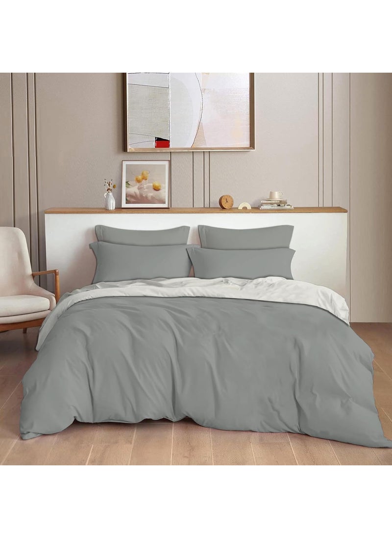 DECOMIZER Plain Solid Glace Cotton King Size Duvet Cover II Razai II Quilt Cover for Double Bed with Zipper Closure Solid Grey
