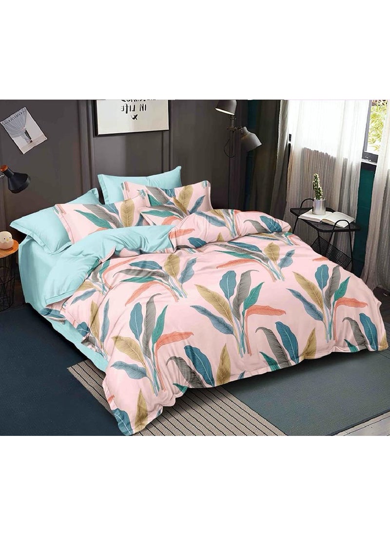 Home Designs Glace Cotton Printed Bed Duvet Cover Set DoublePrintedPink