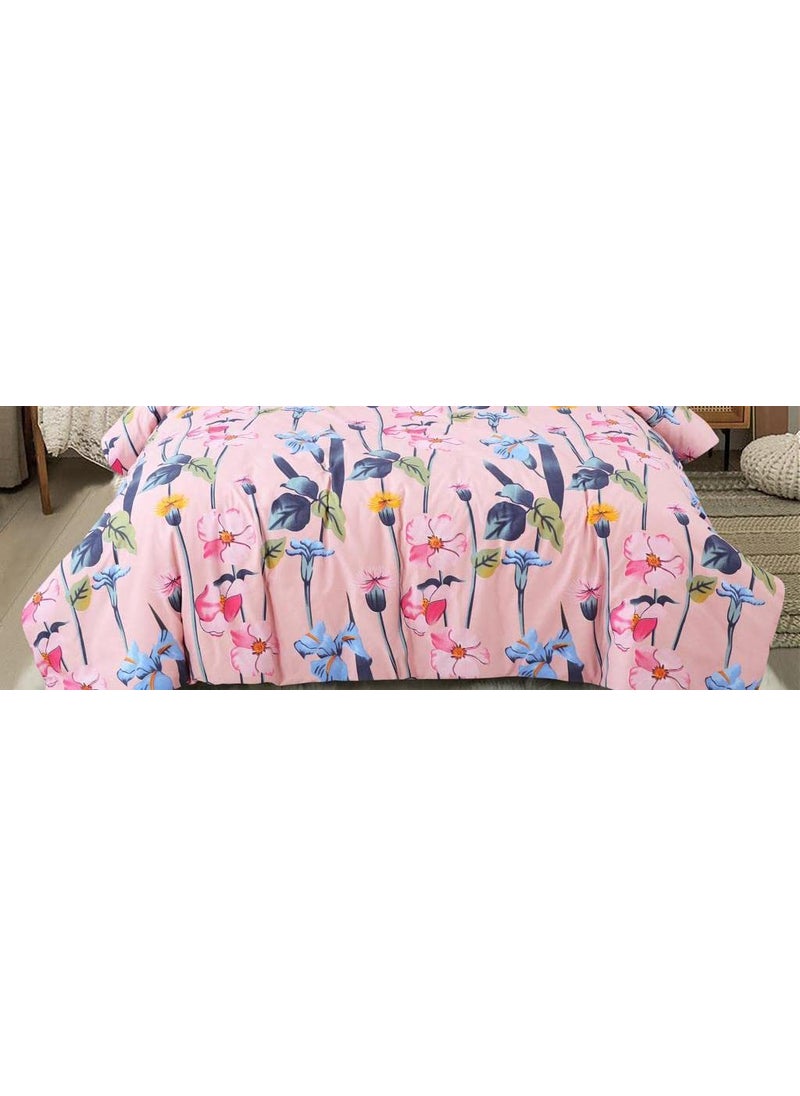 AB HOME DECOR 160TC Super Soft Glace Cotton King Size Duvet Cover II Comforter Cover II Razai Cover II Dohars Quilt Cover for Double Bed with Zipper 90x100 Inch Pink Patti