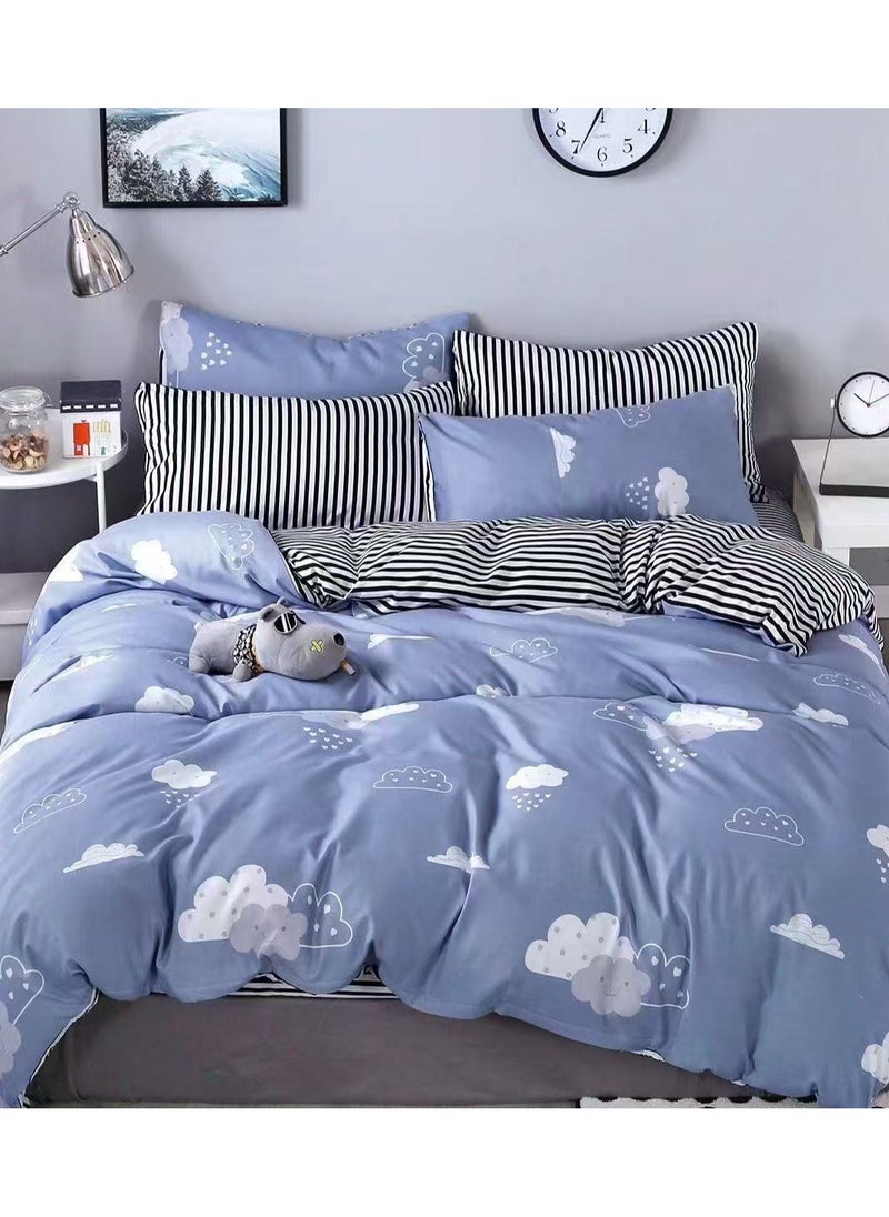 DUOMA single size160*210cm duvet cover set ,4pcs set with fit sheet and 2 pcs pillow cases