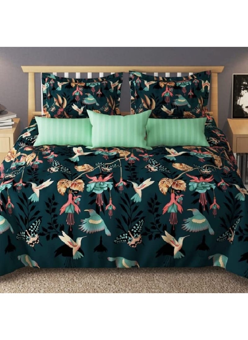 Laying Style Soft Glace Cotton King Size Duvet Cover II Razai Cover II Quilt Cover for Double Bed Size with Zipper Dohars 90x100 inch Printeed1