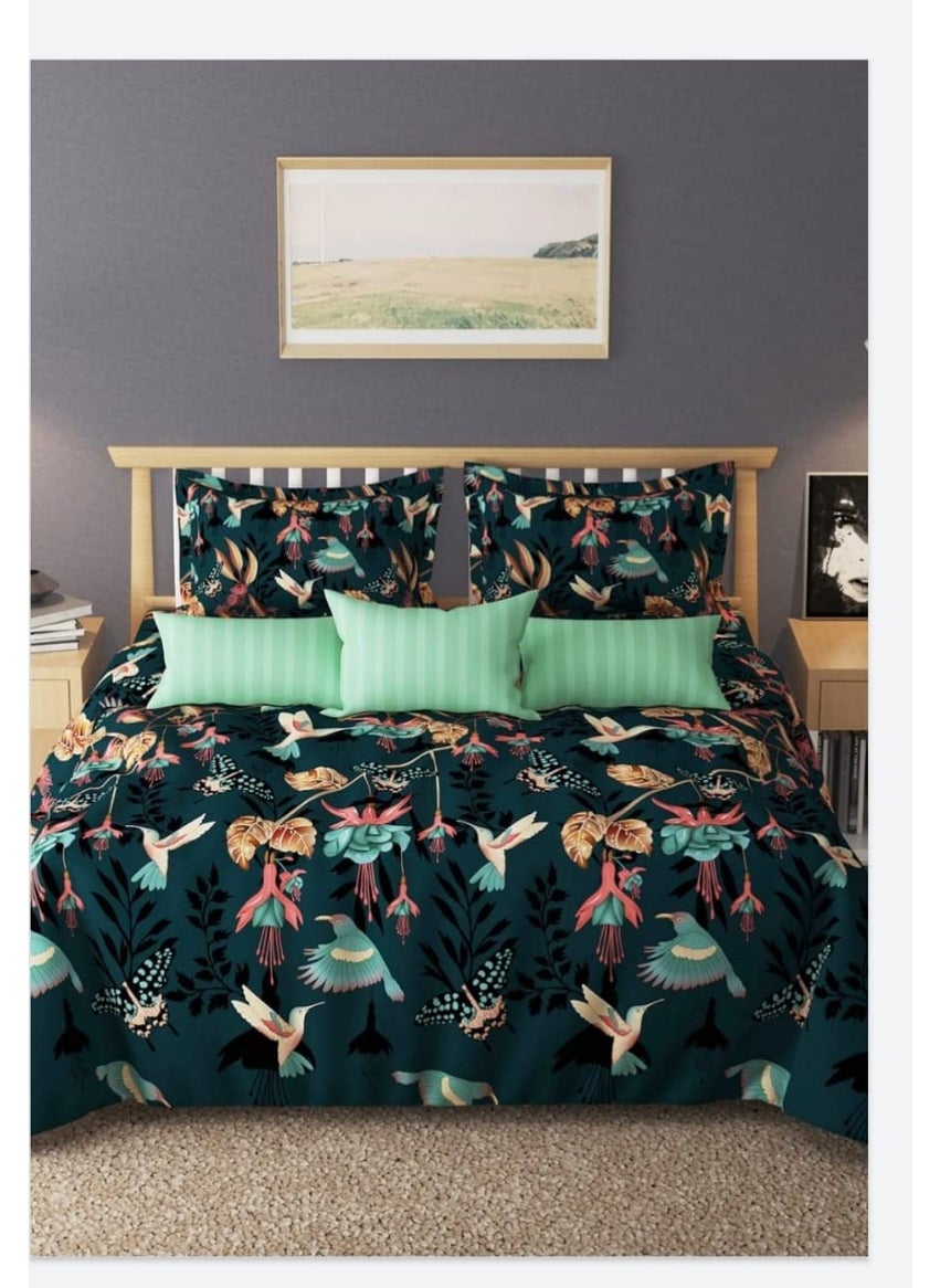 Laying Style Soft Glace Cotton King Size Duvet Cover II Razai Cover II Quilt Cover for Double Bed Size with Zipper Dohars 90x100 inch Printeed1