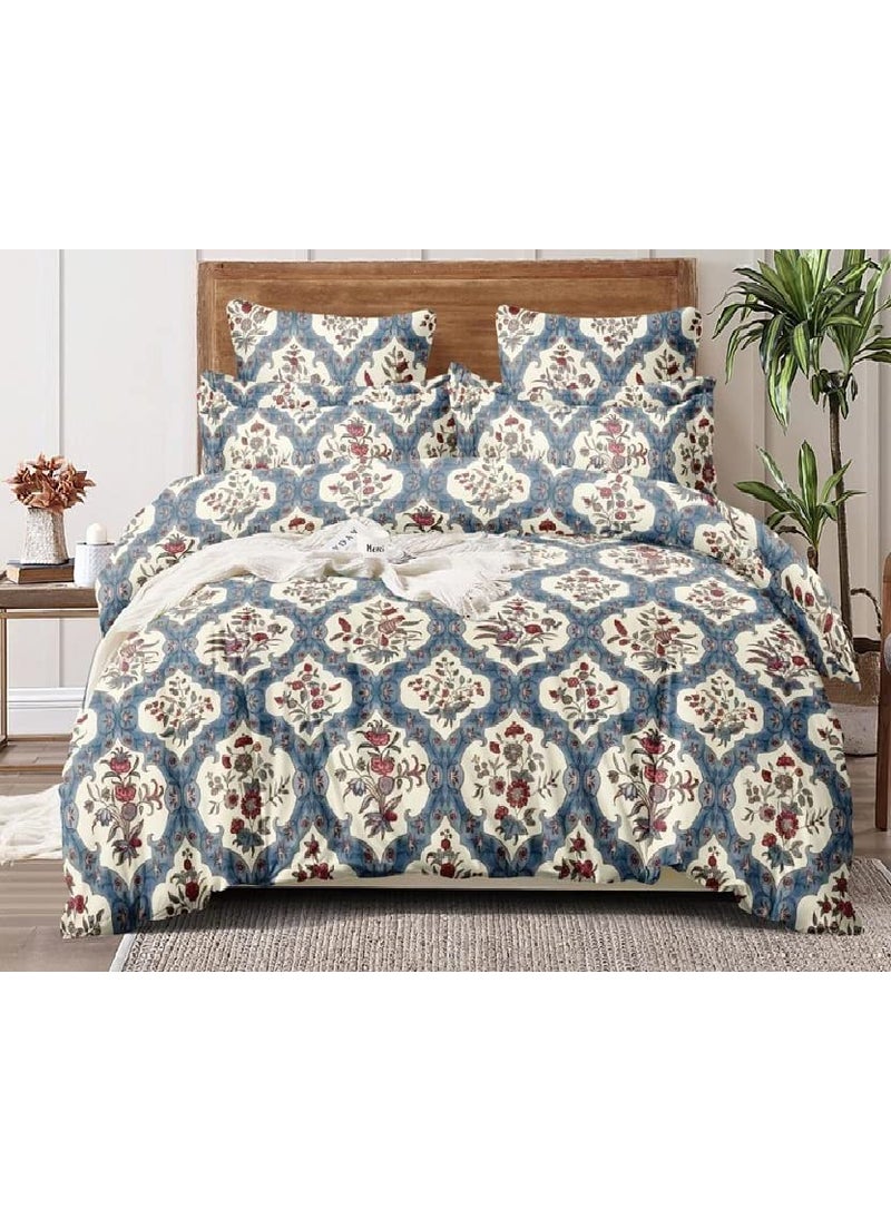 Laying Style Soft Glace Cotton King Size Duvet Cover II Razai Cover II Quilt Cover for Double Bed Size with Zipper Dohars 90x100 inch Multicolor