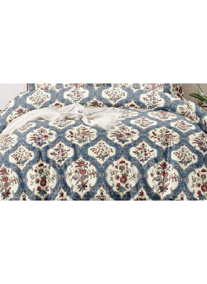 Laying Style Soft Glace Cotton King Size Duvet Cover II Razai Cover II Quilt Cover for Double Bed Size with Zipper Dohars 90x100 inch Multicolor