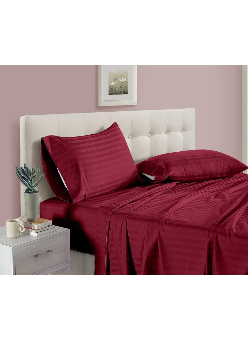 Laying Style Soft Glace Cotton King Size Double Bed Duvet Cover with Zipper Maroon 90x100 Inch