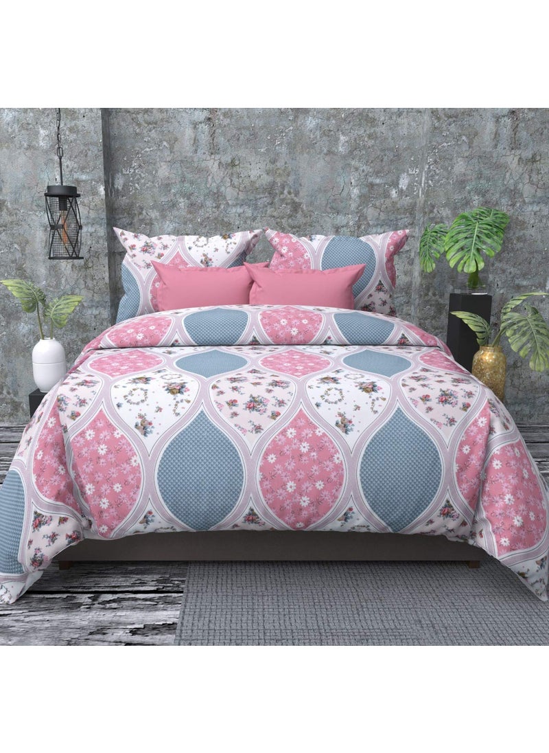 Laying Style Soft Glace Cotton King Size Duvet Cover II Razai Cover II Quilt Cover for Double Bed Size with Zipper Dohars 90x100 inchPinkWhite