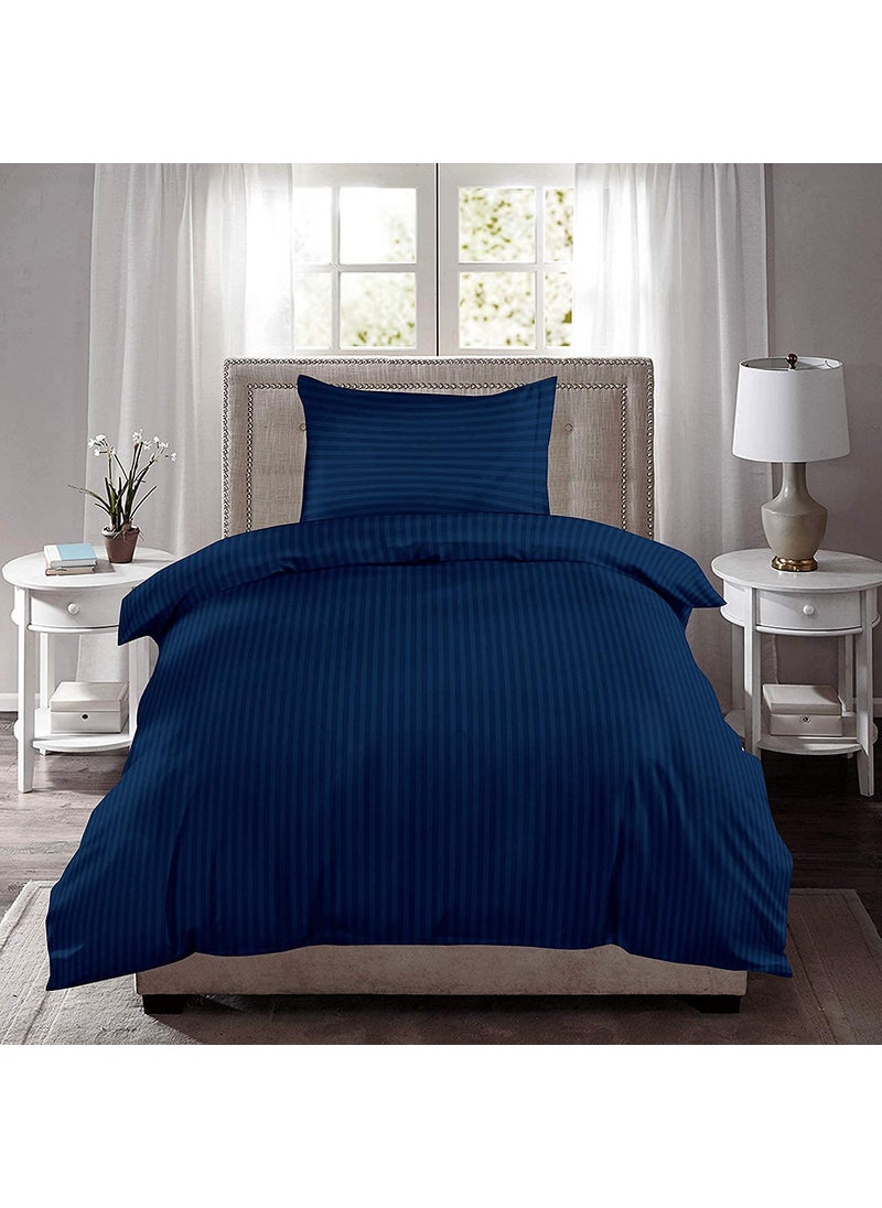 Gangauri Creations 250TC Striped Cotton Single Duvet Cover 6090 Blue