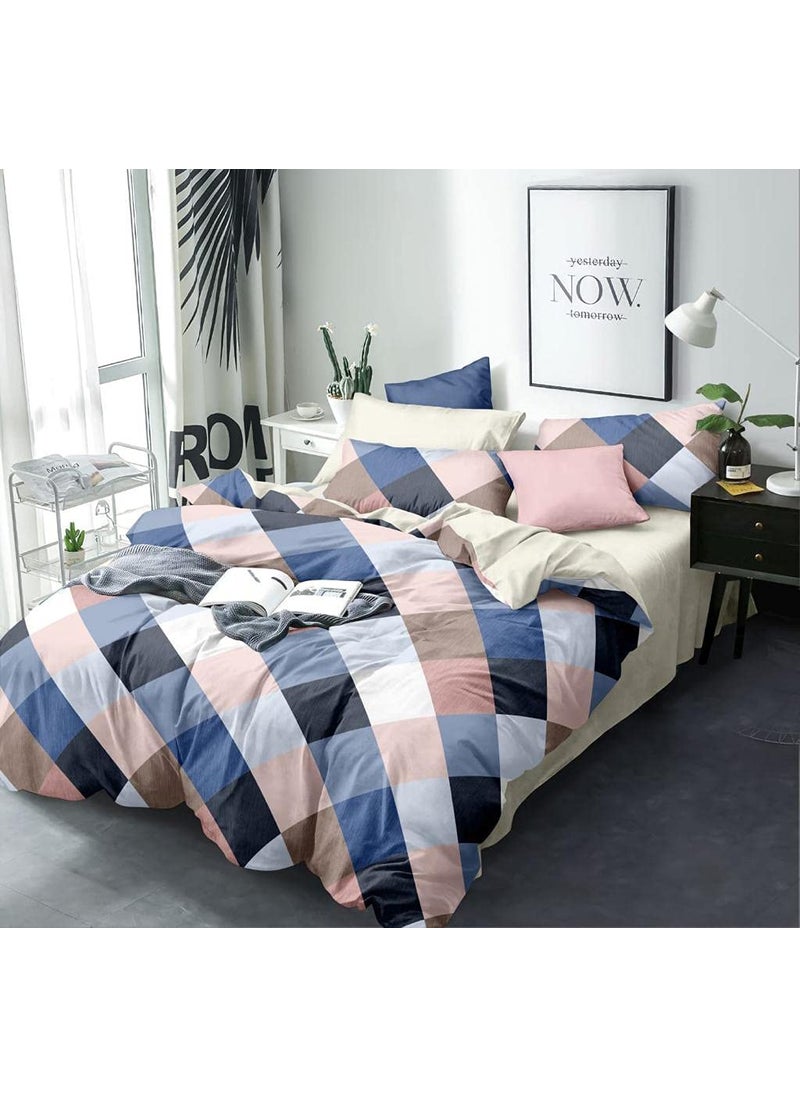 Furnistitchs Glace Cotton Double Size Duvet Cover Quilt Cover Razai Cover 90x100 inches Pastel Blocks