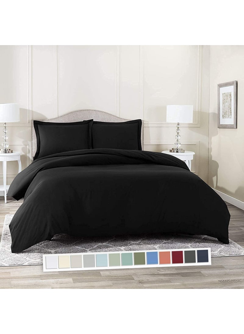 Home Designs Microfiber Ultra Soft DuvetComforter Cover Single 61x91 Inches Black with Solid Zipper Clousre