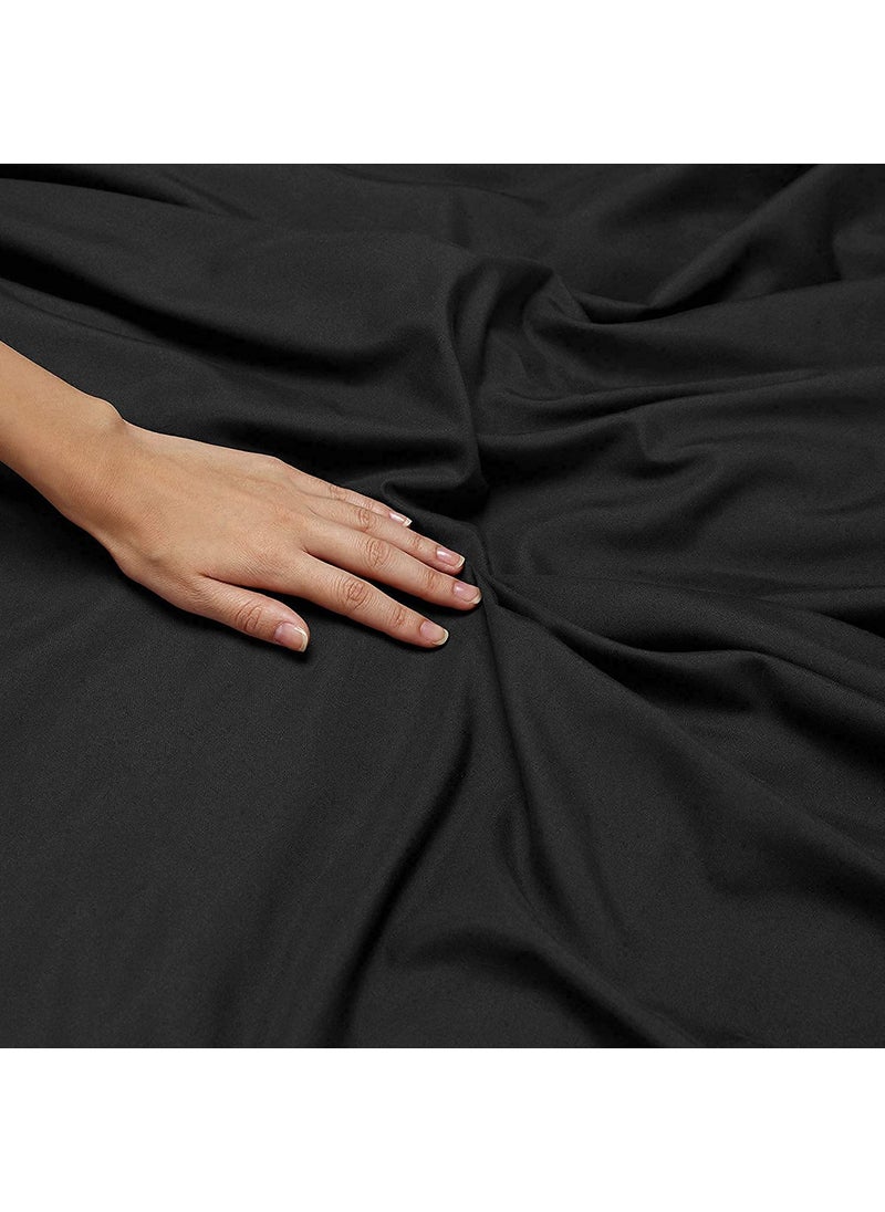 Home Designs Microfiber Ultra Soft DuvetComforter Cover Single 61x91 Inches Black with Solid Zipper Clousre