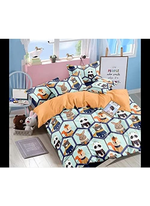 MORADO Premium Glace Cotton Cartoon Design Duvet Cover Single Green with Zipper