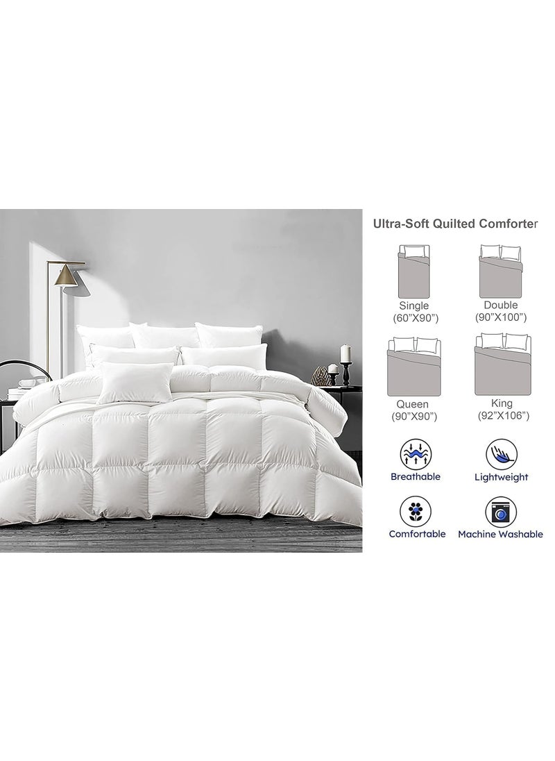 HOME PLUS STUDIO 300 GSM Microfibre Queen Size Warm Duvet Winter Quilt Comforter Blanket Rajai Warm Sleep White 90x100inch228x254 Metres