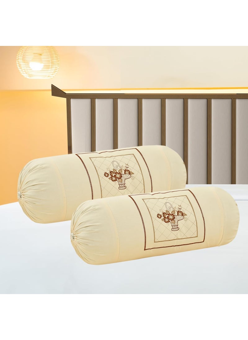 Rj Products Luxury Comprised 200TC Embroidery Cotton King Size Diwan Set of 6 Piece Skin Color