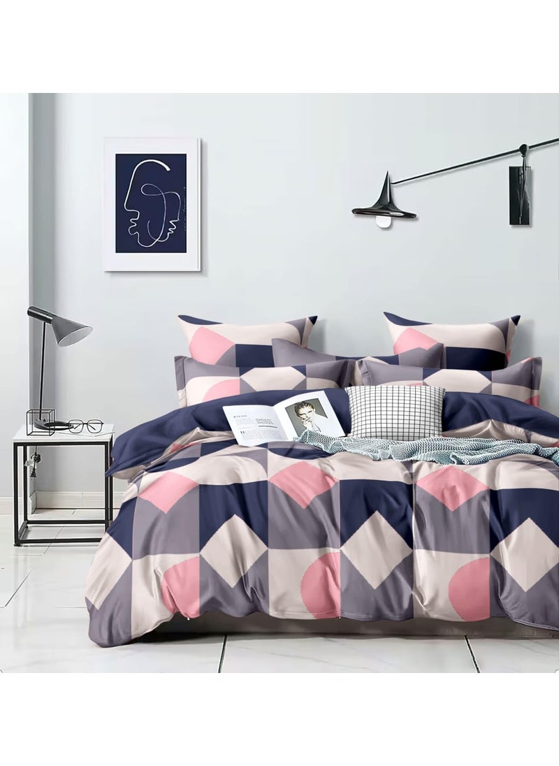 Laying Style Soft Glace Cotton Super King Size Duvet Cover II Razai Cover II Quilt Cover for Double Bed Size with Zipper Dohars 108x108 inchMulti