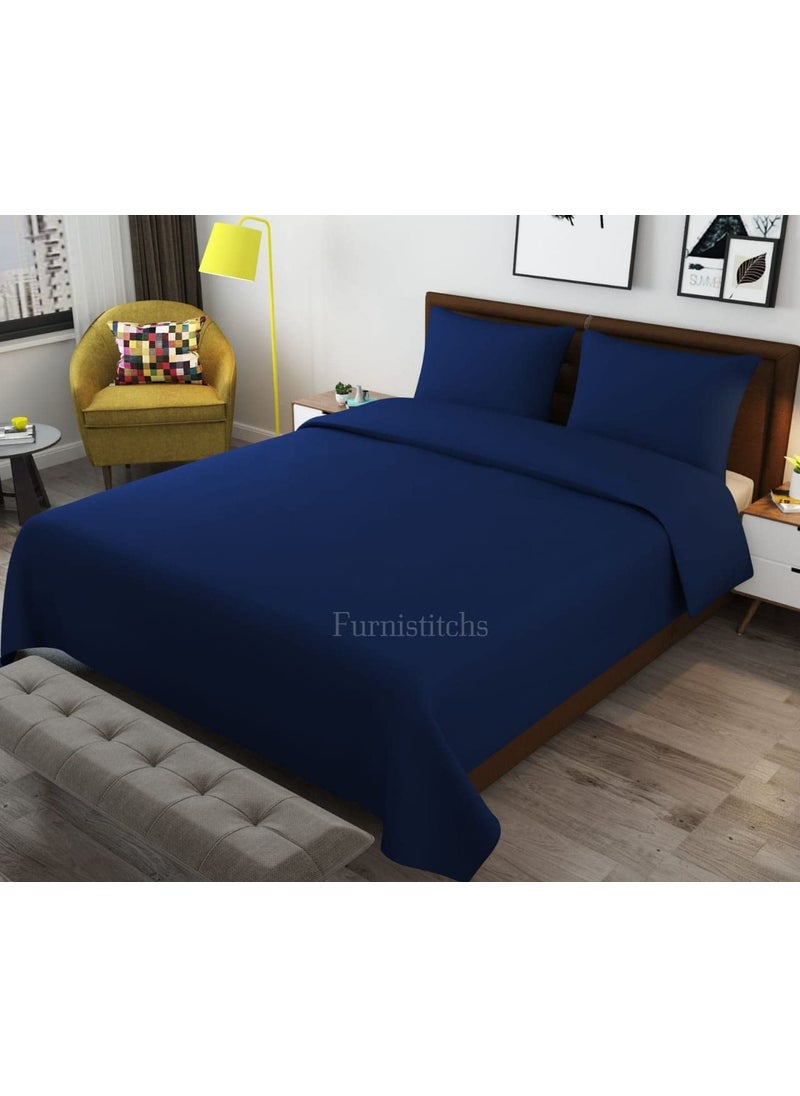 Furnistitchs Glace Cotton Plain Solid Duvet CoverComforter CoverRazai CoverBlanket CoverQuilt Cover Dohar with Zipper Closure Double 90x100 Navy Blue