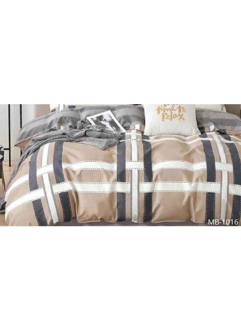 AB HOME DECOR 160TC Super Soft Glace Cotton King Size Duvet Cover II Comforter Cover II Razai Cover II Dohars Quilt Cover for Double Bed with Zipper 90x100 Inch Cream Lines