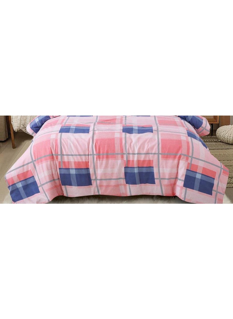 AB HOME DECOR 160TC Super Soft Glace Cotton King Size Duvet Cover II Comforter Cover II Razai Cover II Dohars Quilt Cover for Double Bed with Zipper 90x100 InchPink Blocks