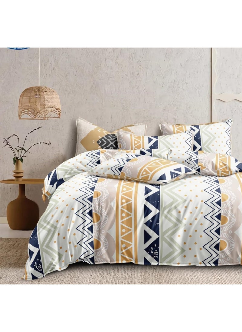 Laying Style Soft Glace Cotton Super King Size Duvet Cover II Razai Cover II Quilt Cover for Double Bed Size with Zipper Dohars 108x108 inch Multicolor