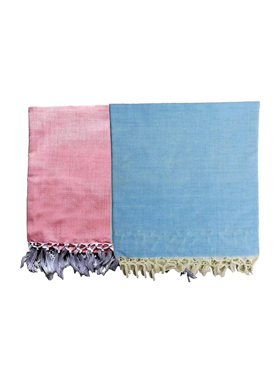 AAKRITI HANDLOOM Cotton Silky Soft Bhagalpuri Dull chadar lite Blanket Duvet Combo Pack of 2 Plain Blue Plain RED 260cm130cm