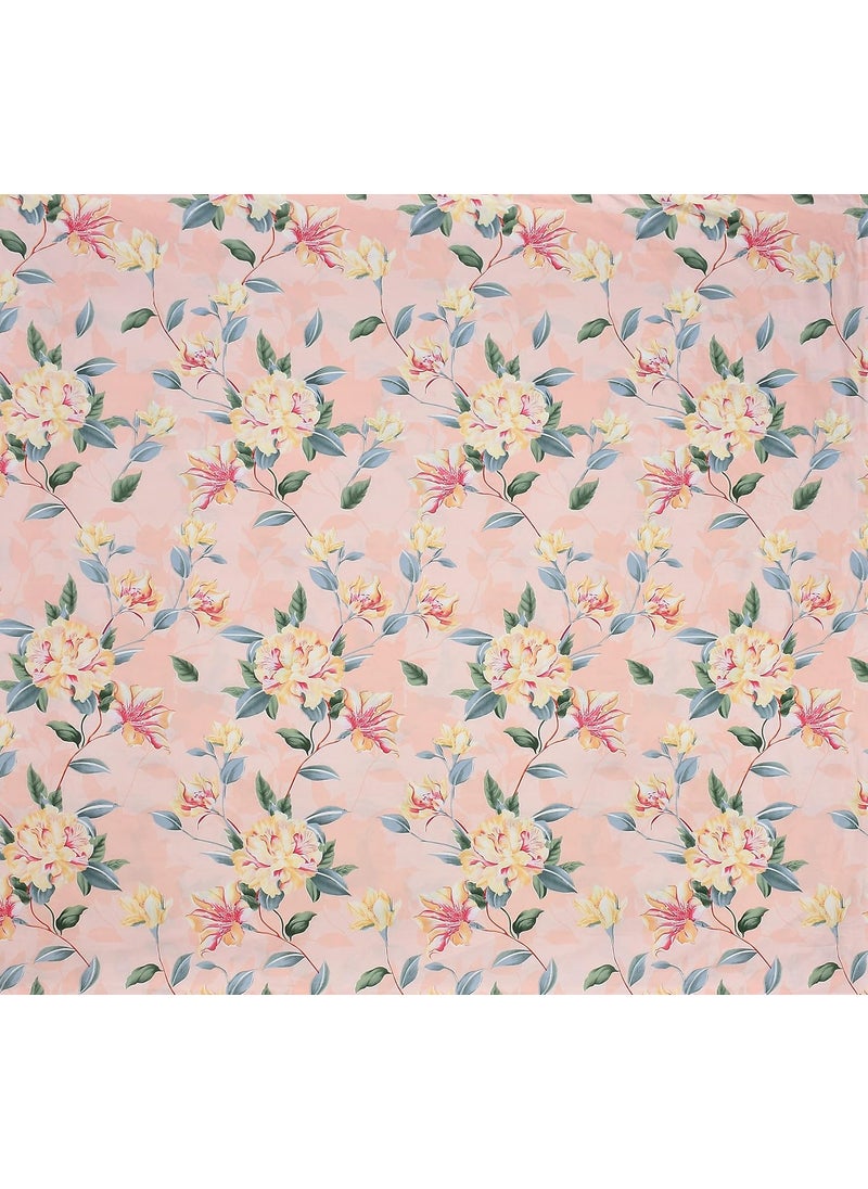 Furnistitchs Premium Glace Cotton Duvet CoverComforter CoverRajai CoverBlanket CoverQuilt Cover with Zipper Double King Size 90x100 inches Floral Peach
