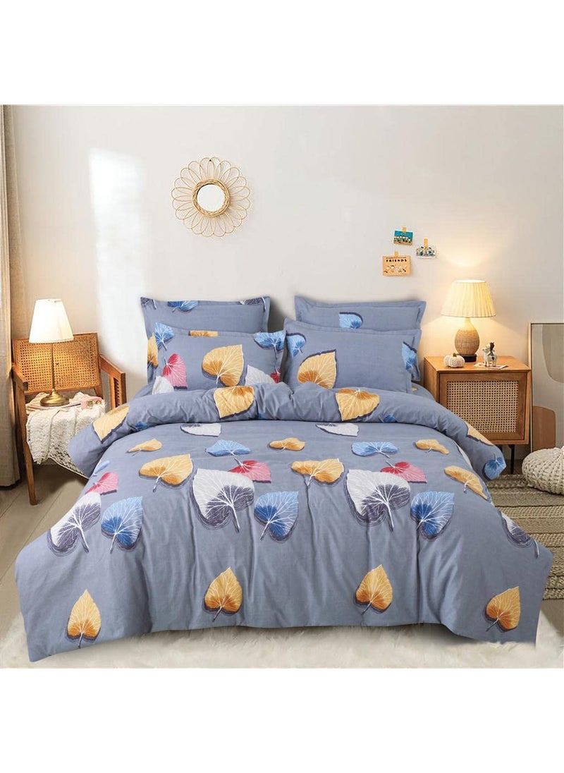 AB HOME DECOR 160TC Super Soft Glace Cotton King Size Duvet Cover II Comforter Cover II Razai Cover II Dohars Quilt Cover for Double Bed with Zipper 90x100 InchGrey Patta