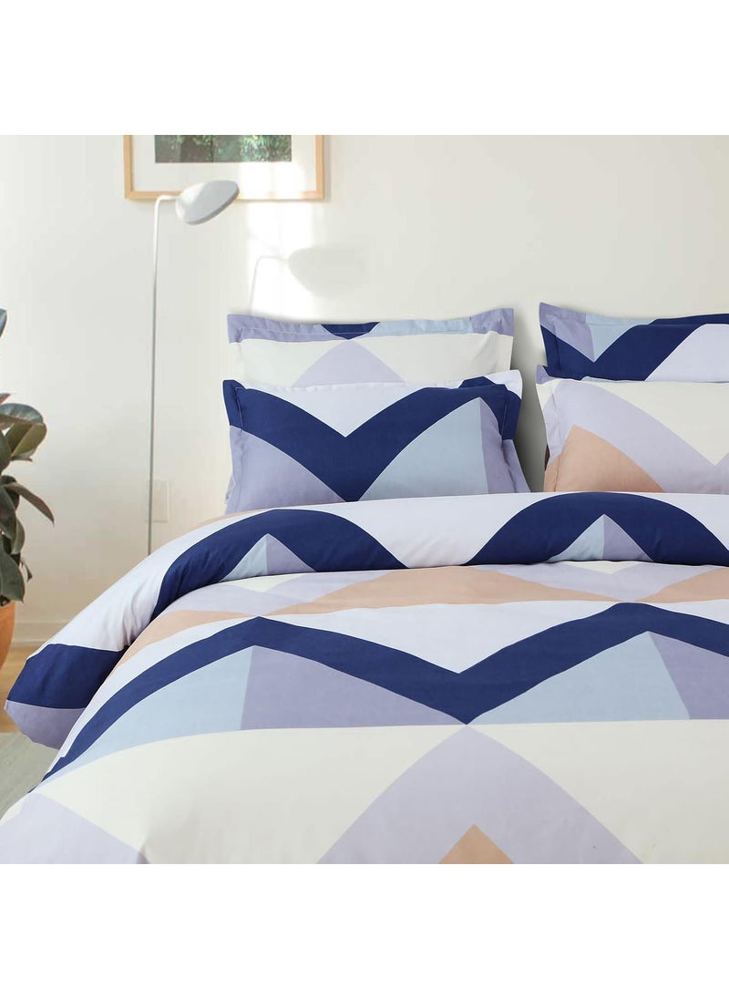 Ab Home Decor Glace Cotton King Size Duvet Cover II Comforter Cover II Razai Cover II Dohars Quilt Cover for Double Bed with Zipper 90x100 Inch Cream Lines