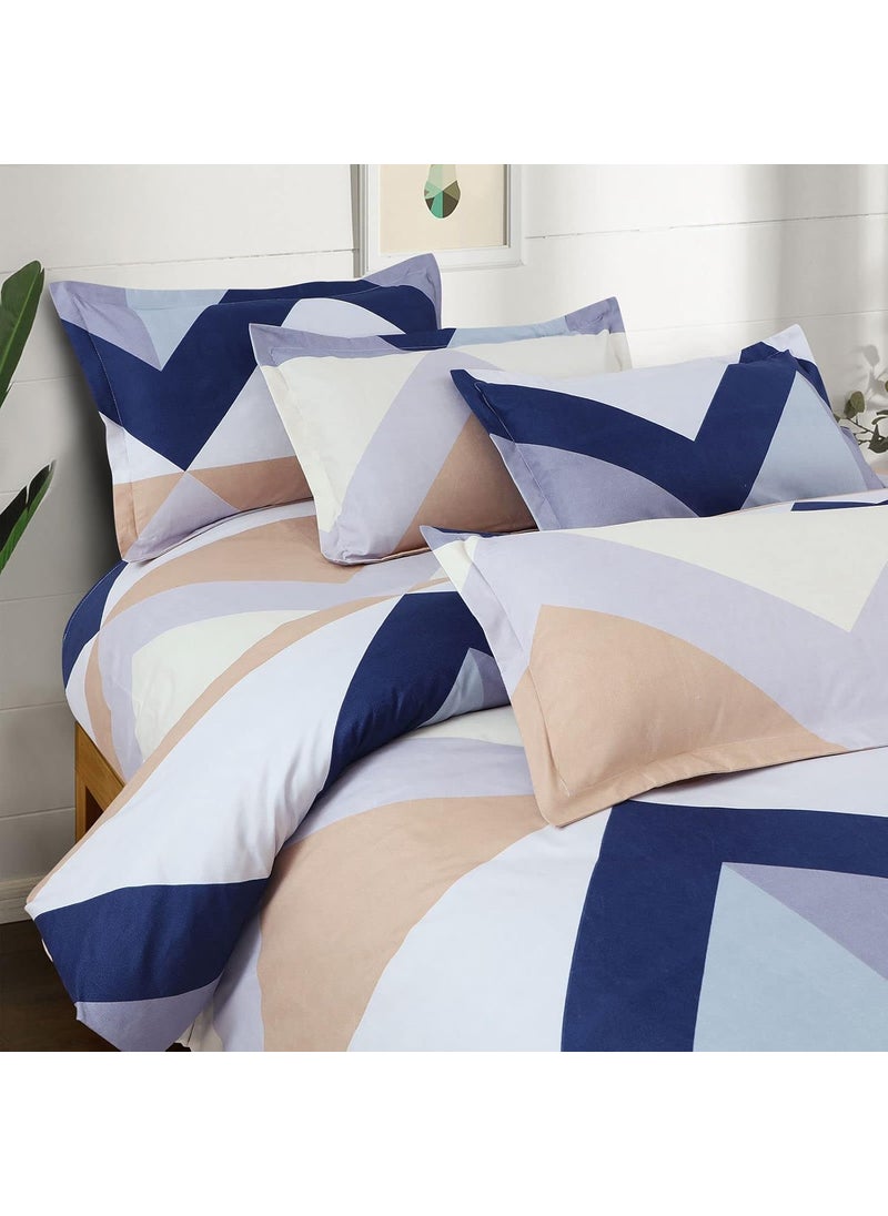 Ab Home Decor Glace Cotton King Size Duvet Cover II Comforter Cover II Razai Cover II Dohars Quilt Cover for Double Bed with Zipper 90x100 Inch Cream Lines