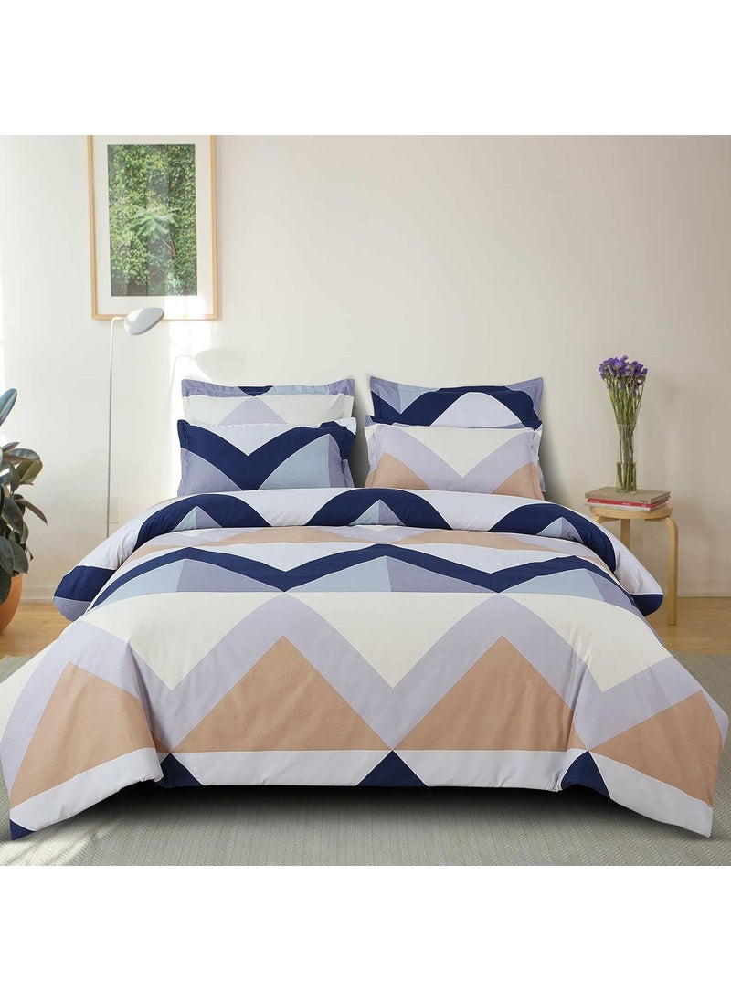 Ab Home Decor Glace Cotton King Size Duvet Cover II Comforter Cover II Razai Cover II Dohars Quilt Cover for Double Bed with Zipper 90x100 Inch Cream Lines