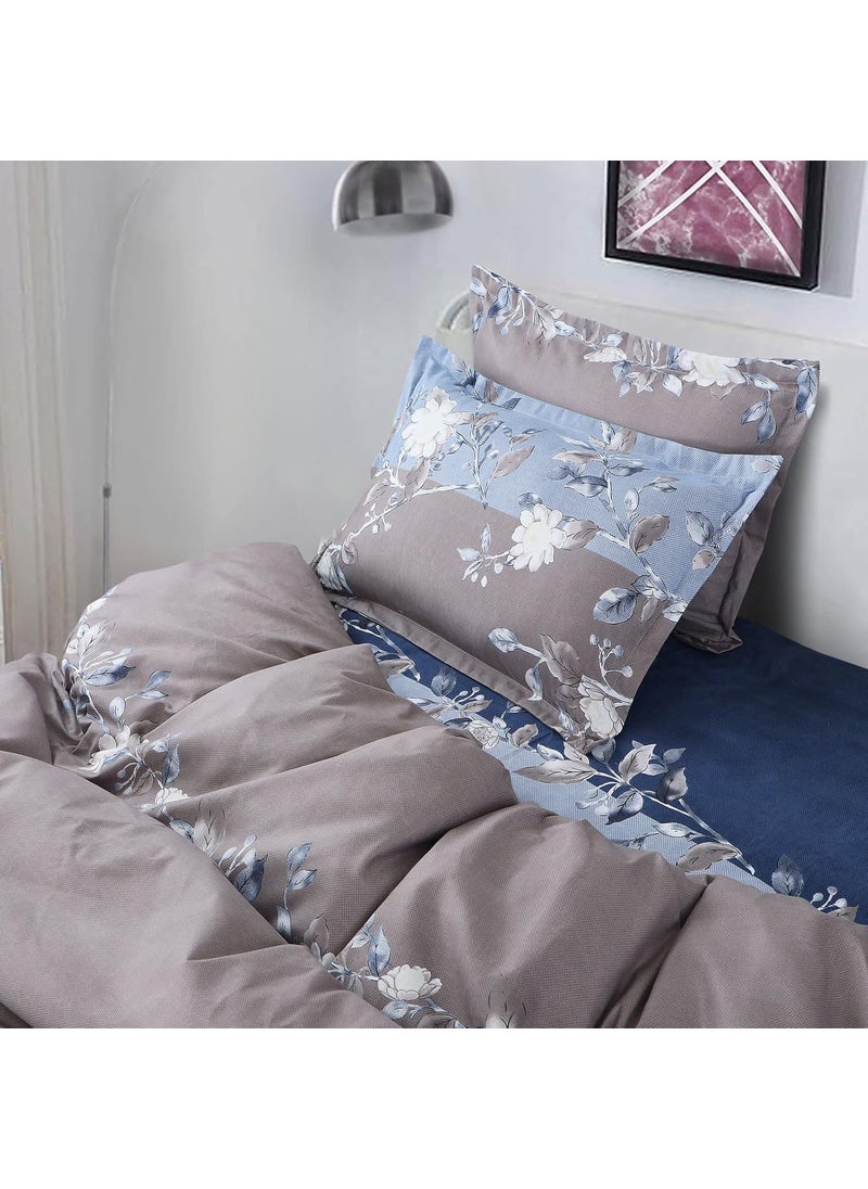 Ab Home Decor Glace Cotton King Size Duvet Cover II Comforter Cover II Razai Cover II Dohars Quilt Cover for Double Bed with Zipper 90x100 Inch Blue Leaf