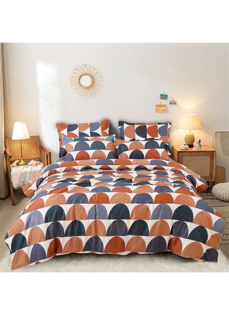 AB HOME DECOR 160TC Super Soft Glace Cotton King Size Duvet Cover II Comforter Cover II Razai Cover II Dohars Quilt Cover for Double Bed with Zipper 90x100 InchRust Moon