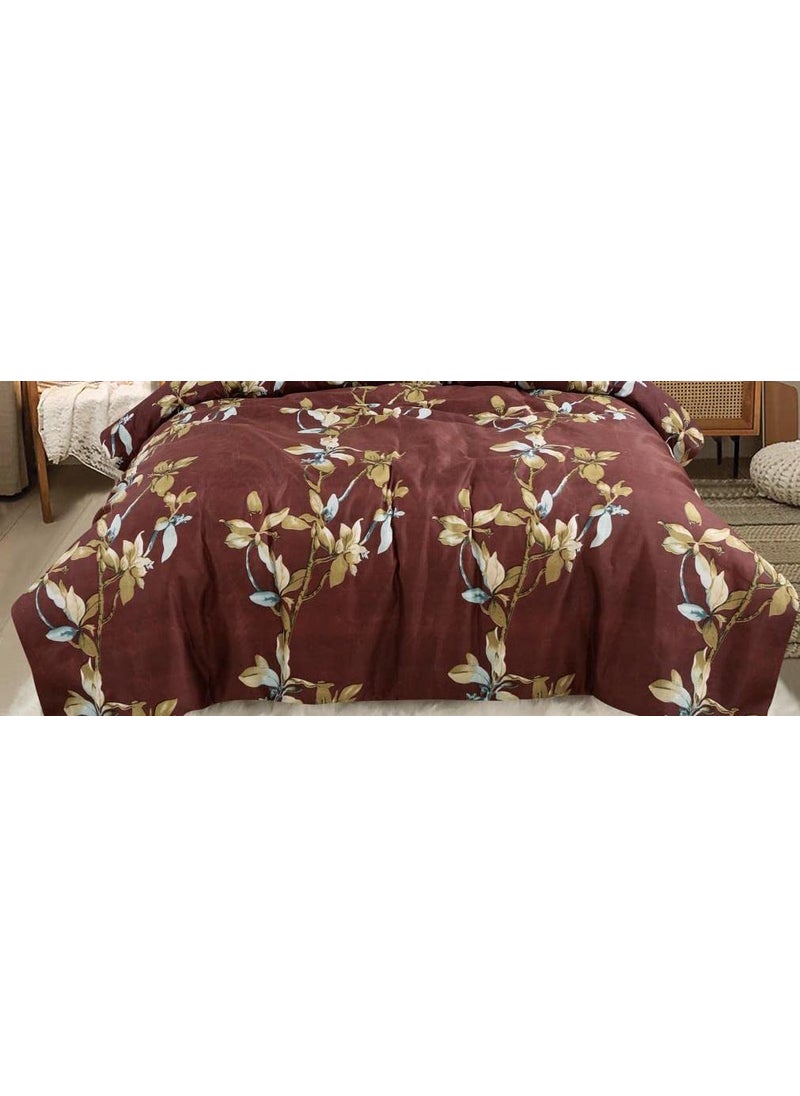 AB HOME DECOR 160TC Super Soft Glace Cotton King Size Duvet Cover II Comforter Cover II Razai Cover II Dohars Quilt Cover for Double Bed with Zipper 90x100 InchBrown Leaf