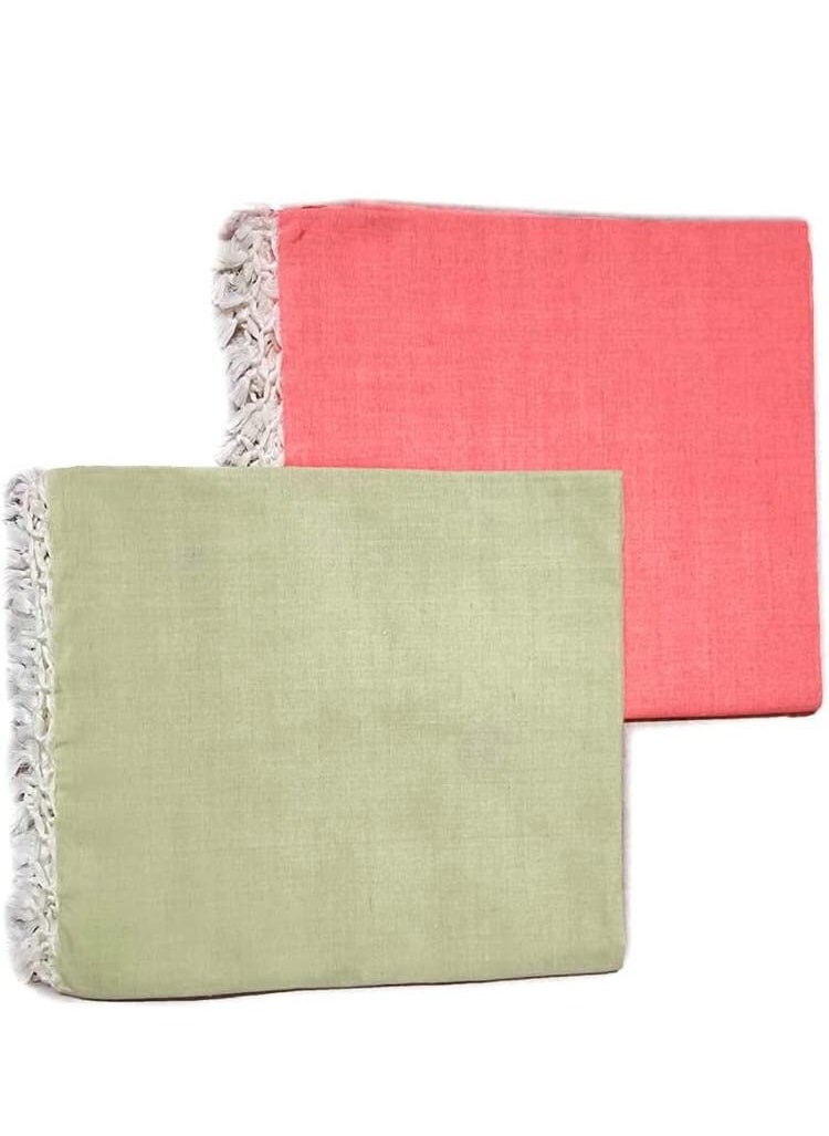 AAKRITI HANDLOOM Cotton Silky Soft Bhagalpuri Dull chadar lite Blanket Duvet Combo Pack of 2 Lemon RED 260cm130cm