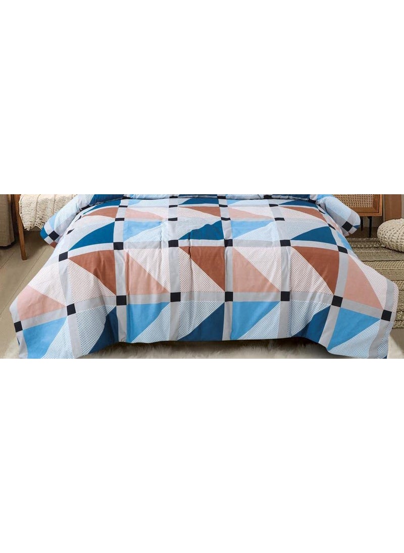 AB HOME DECOR 160TC Super Soft Glace Cotton King Size Duvet Cover II Comforter Cover II Razai Cover II Dohars Quilt Cover for Double Bed with Zipper 90x100 InchMulticolor Traingles