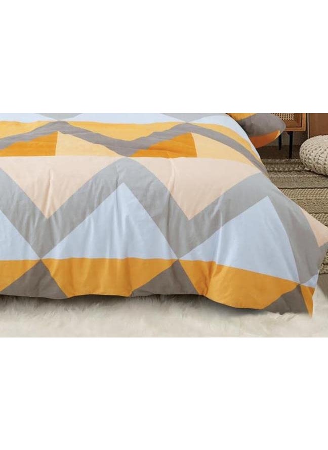 Ab Home Decor Glace Cotton King Size Duvet Cover II Comforter Cover II Razai Cover II Dohars Quilt Cover for Double Bed with Zipper 90x100 Inch Yellow Lines